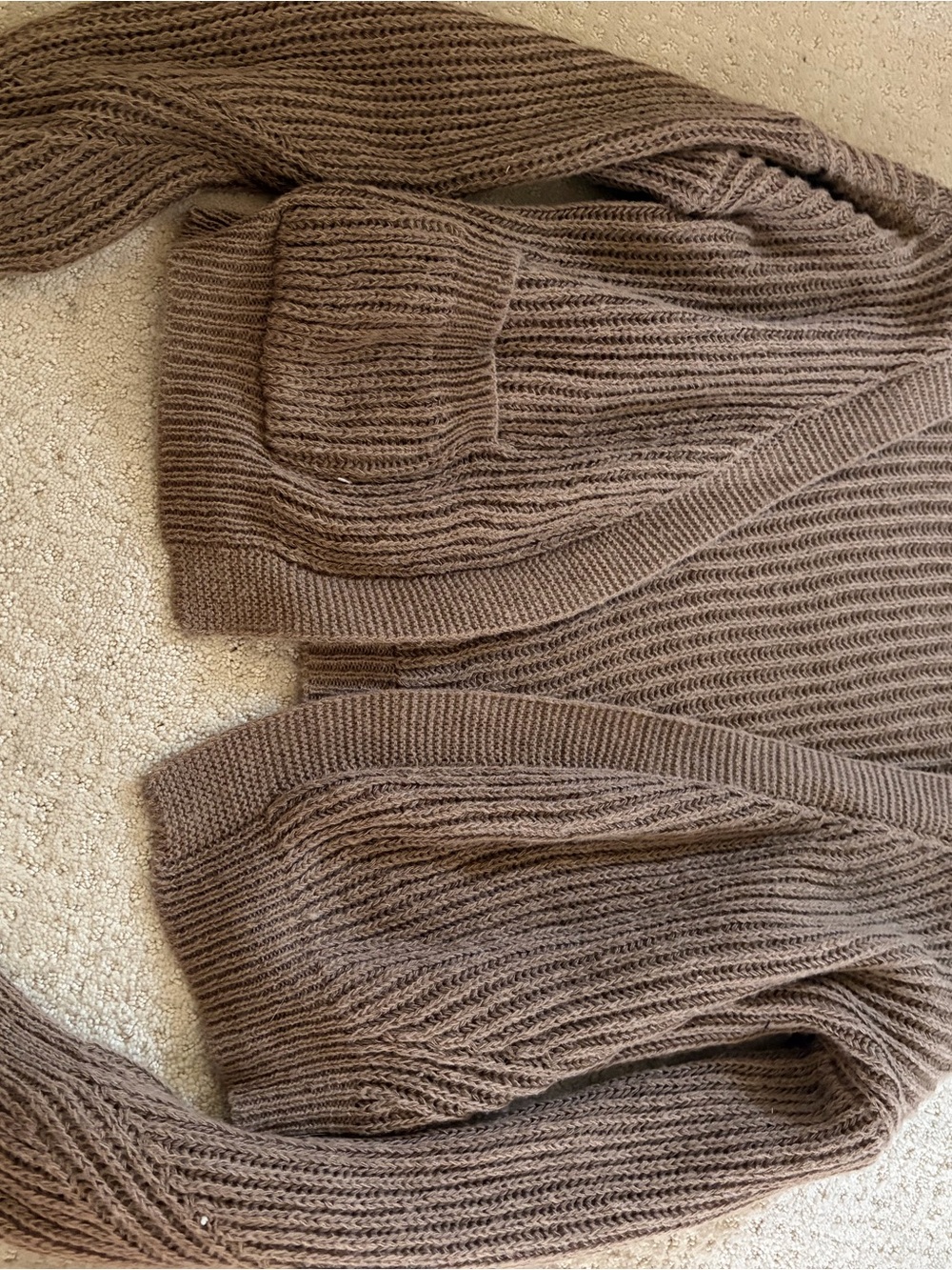 Cozy Brown Ribbed Open-Front Women’s Sweater Cardigan